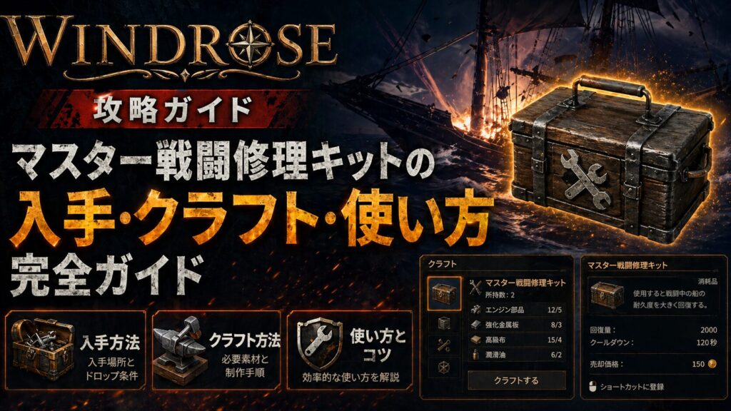 【Windrose攻略】マスター戦闘修理キットの入手・クラフト・使い方ガイド